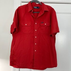 Polo by Ralph Lauren Men's Short Sleeve Button Down Camp Shirt/Red